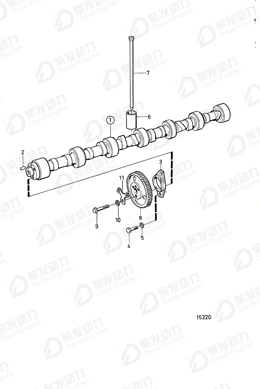volvo penta Camshaft 478750 Drawing volvo penta Camshaft 478750 Drawing